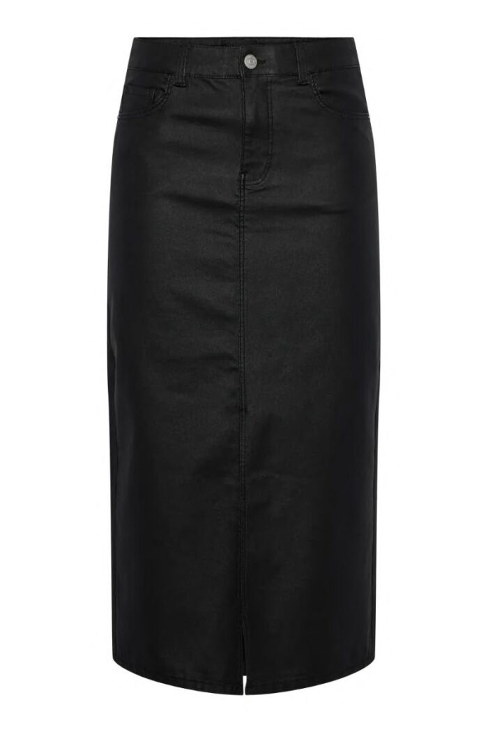 PCPARO MW COATED LONG DENIM SKIRT - Image 1