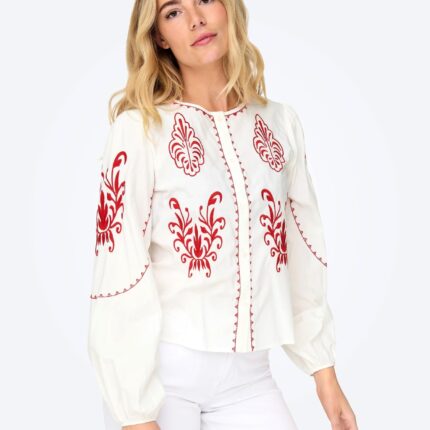 ONLHELEN LS EMB BUTTON TOP