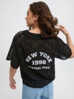 JXSTINE LACE LOOSE V NECK TEE JRS LN - Image 2