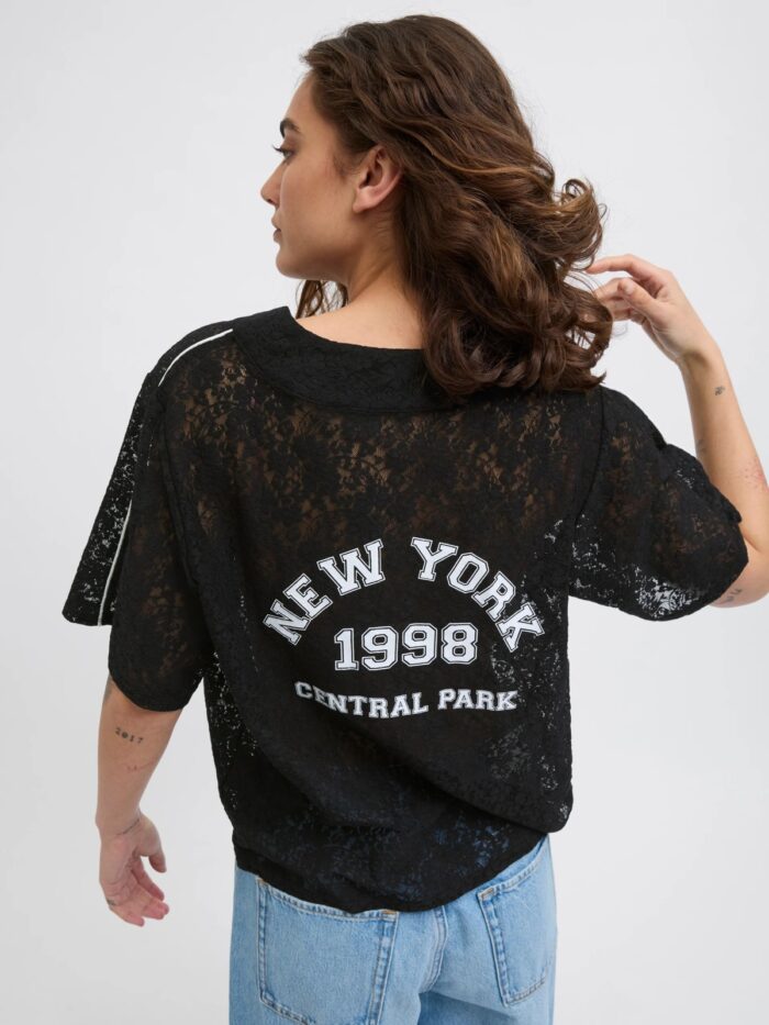 JXSTINE LACE LOOSE V NECK TEE JRS LN - Image 2