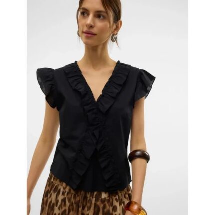 VMROXANNE SL V-NECK RUFFLE TOP VMA