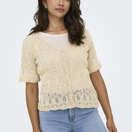 ONLLOVELY SS GLITTER BUTTON TOP