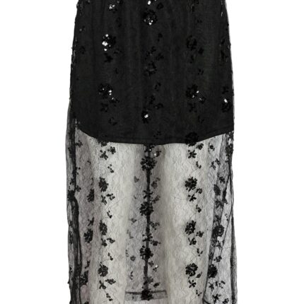 NMZIGGA N/W MESH SEQUIN MIDI SKIRT